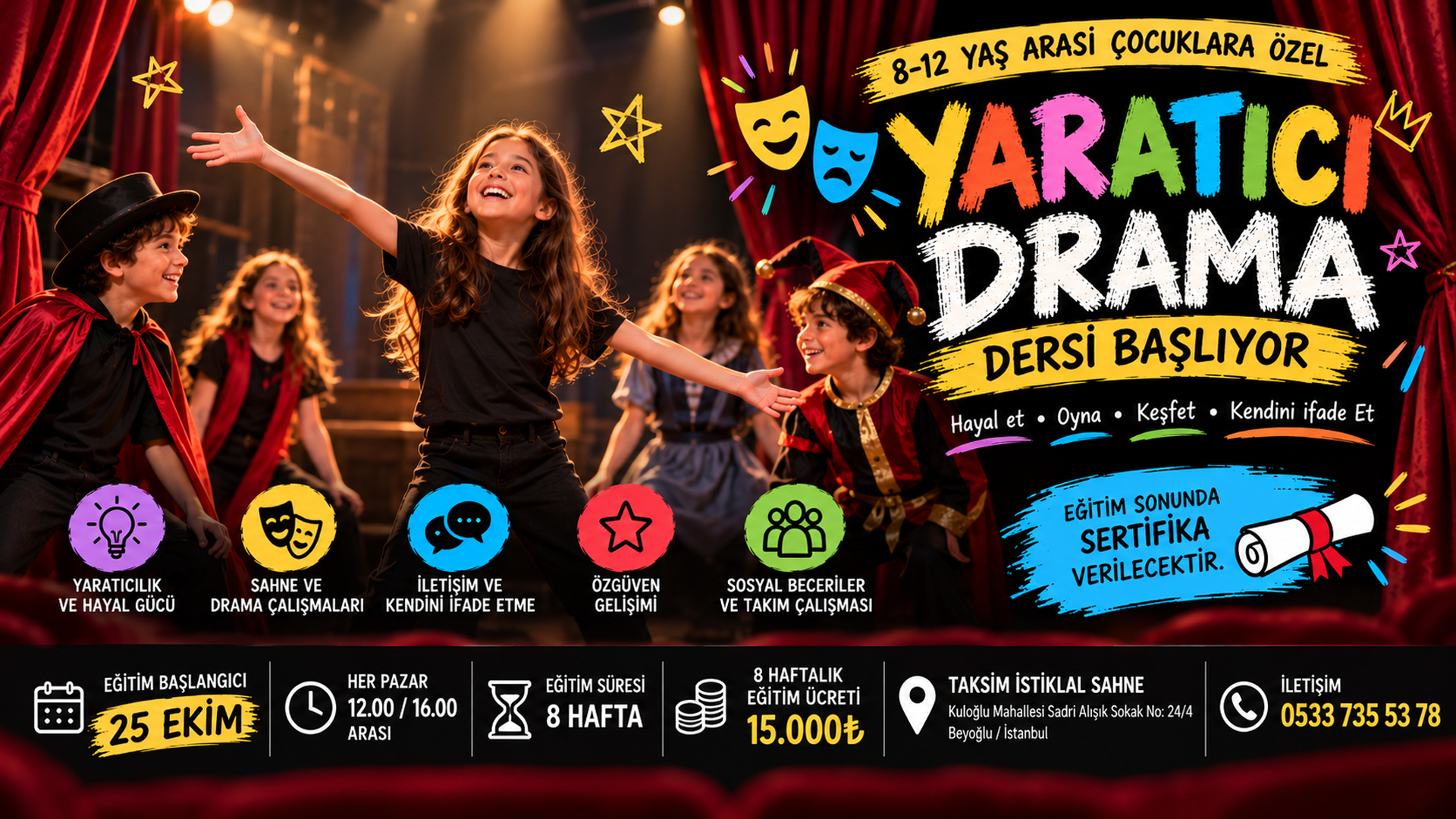 Çocuklar için Yaratıcı Drama Eğitimi afişi