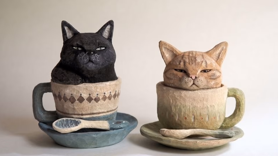 Heykel - Fincan Kedi
